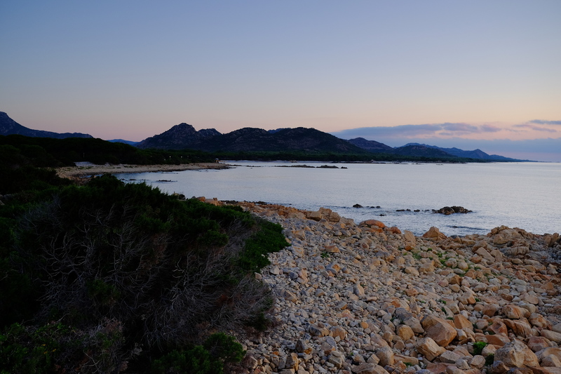 Le lendemain matin, petite promenade, Laurence et moi, au levé du Soleil, le long de la côte