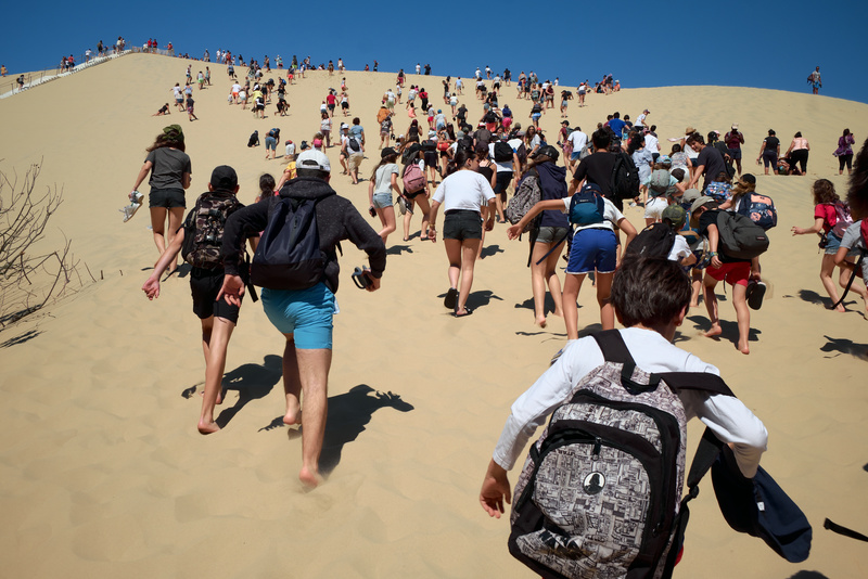 A vélos et en train, nous parvenons à aller à la Dune de Pilat